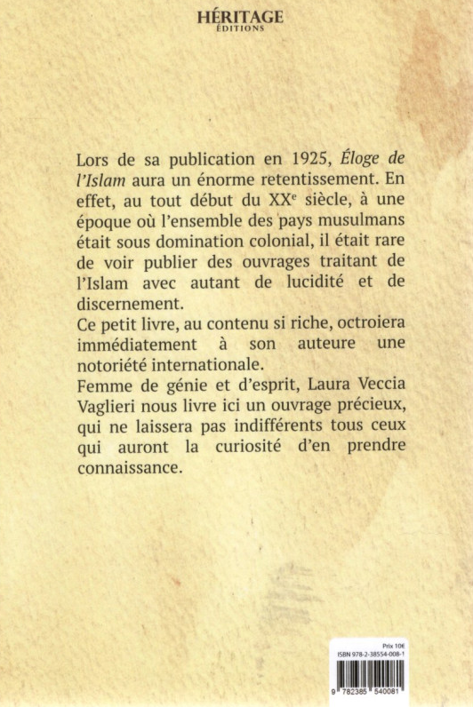 quatrième de couverture éloge de l'islam